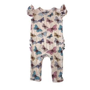 Posh Peanut Organic Bamboo Butterfly Ruffled Romper 3-6M